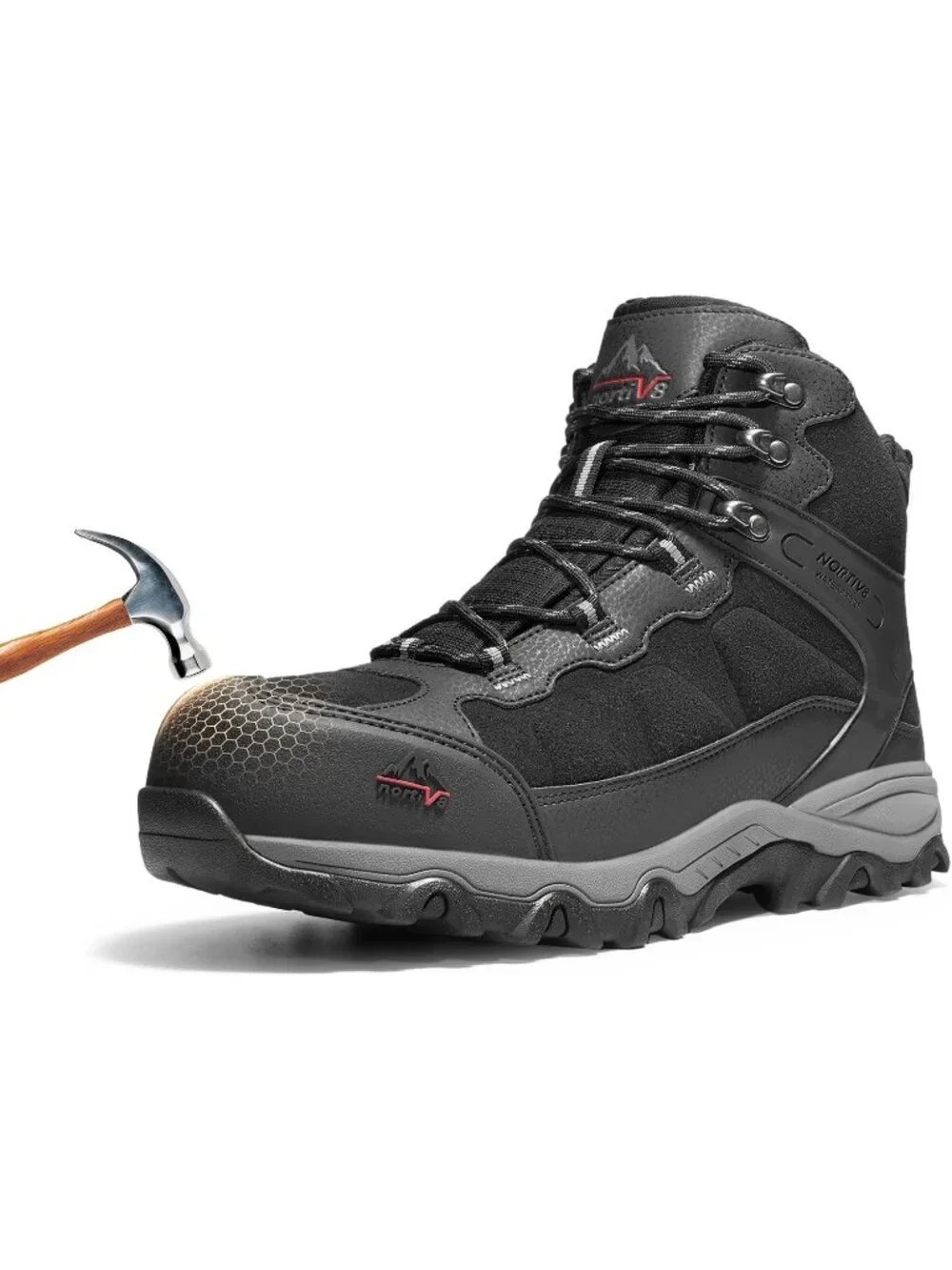 Men's Black Waterproof Shoes Casual High Top Steel Toe Non Slip Hiking Boot